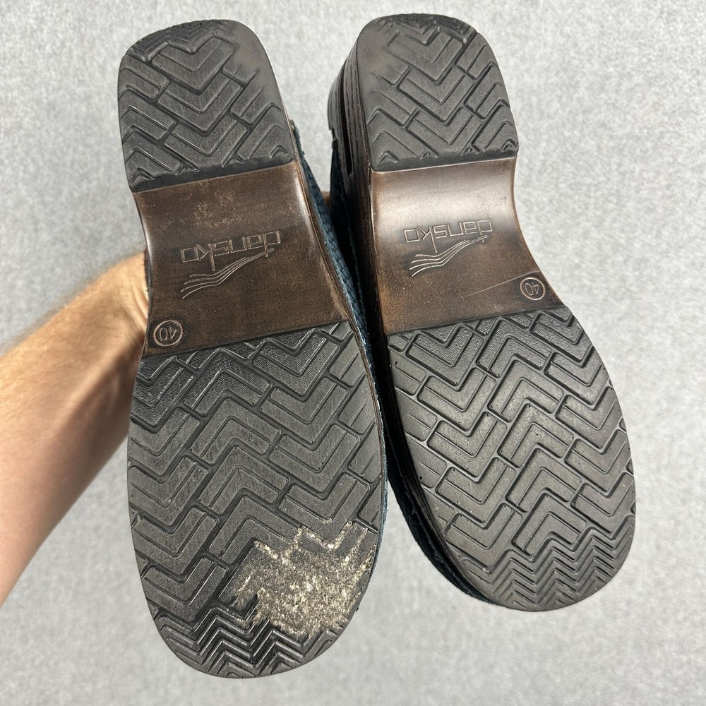 Dansko Shoes Womens Size 9.5 Blue Leather Tassel Clog Mule Slip On 178555378 - Picture 10 of 13